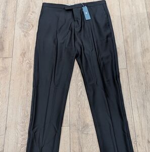 Mens Boglioli Stretch Virgin Wool Tuxedo Trousers Pants Black 52 US 36